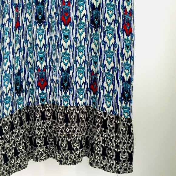 BILA Boho Ikat Print Creped Fabric Overlay Bodice Sleeveless Maxi Dress XL - Picture 4 of 13